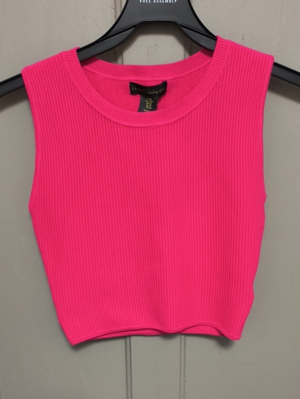 House of Harlow 1960 Hot Pink Ribbed Crop Tank